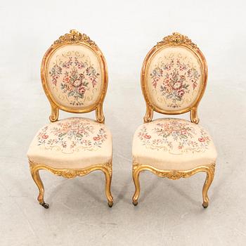 Chairs, a pair in the Louis XV style, late 19th century.