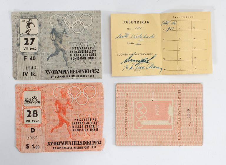 OLYMPISK MEMORABILIA, 10 delar, Helsingfors 1952.