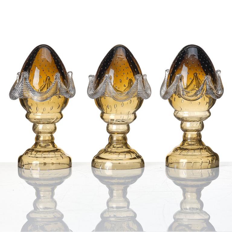 Anna Berglund, Anna Berglund, a set of three glass sculptures 'Glass eggs', Sweden 2007, ed. 1/6, 2/6 and 6/6.