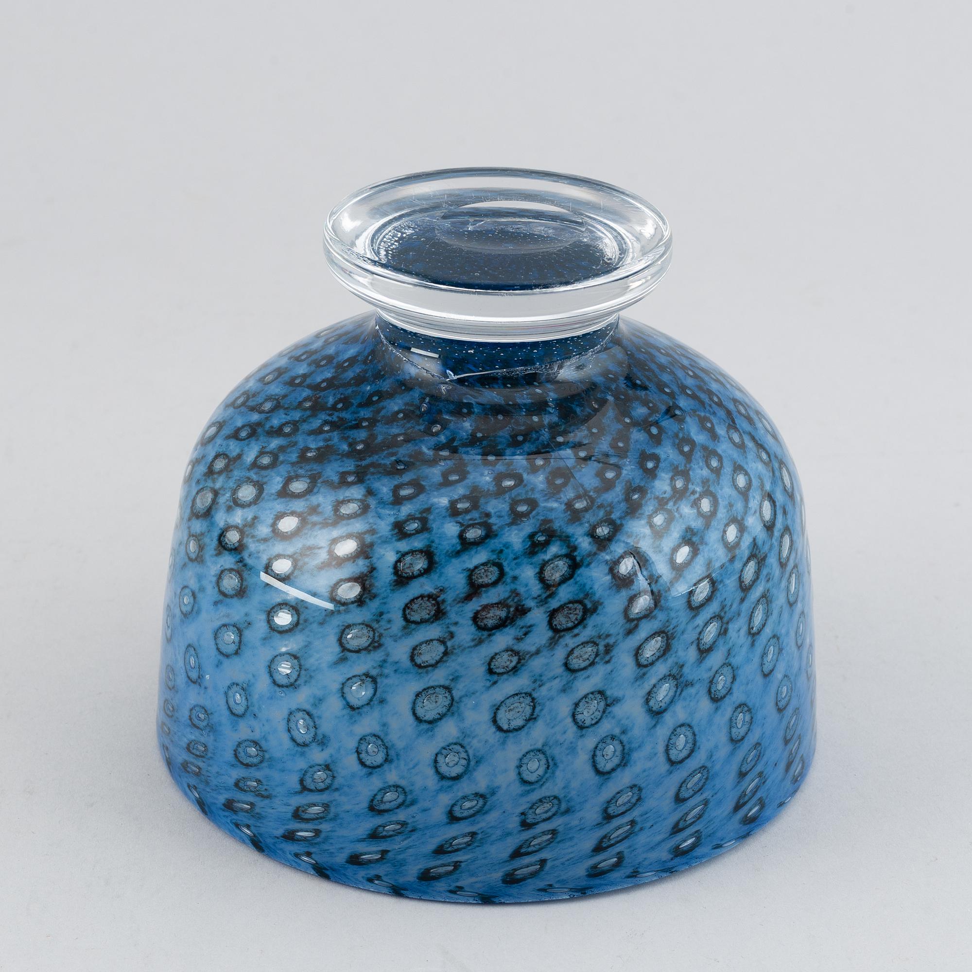 Bertil Vallien, glass bowl/vase, signed.