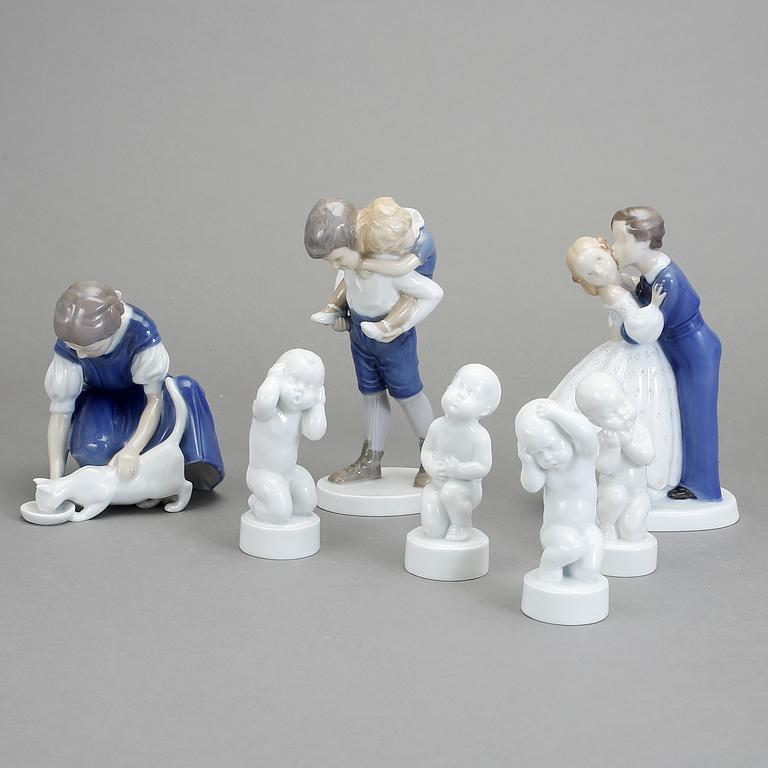 FIGURINER, 7 st, porslin, Bing & Gröndahl.
