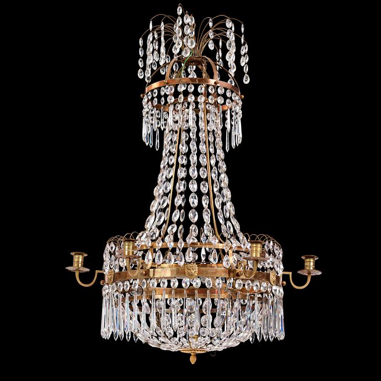 A Gustavian seven-light chandelier, second part of the 18th century.