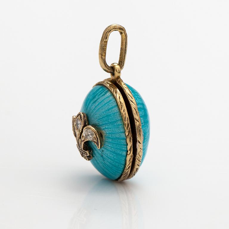 A gilded sterling silver with enamel and diamonds ca. 0.21 ct in total. Estonia.