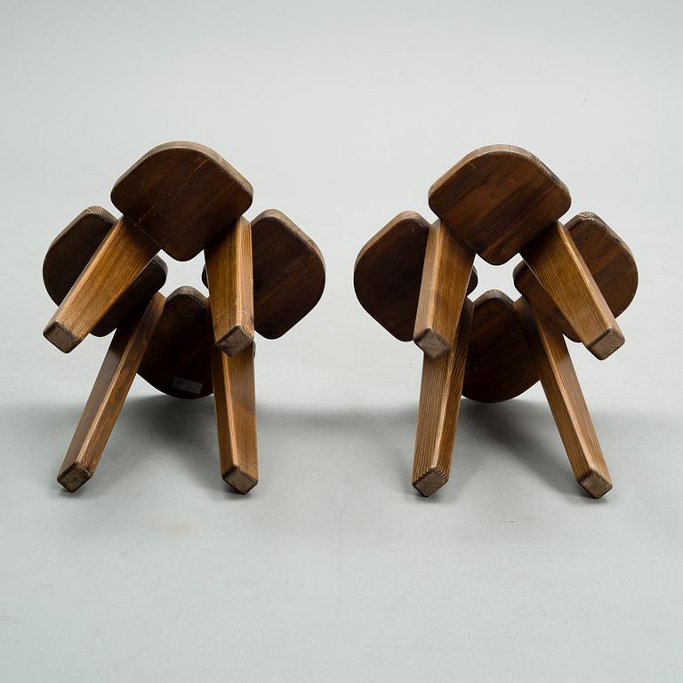 LISA JOHANSSON-PAPE, A PAIR OF STOOLS. Apila. 1970-/80s.