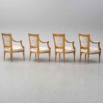 Two matched Gustavian armchairs, late 18th century.