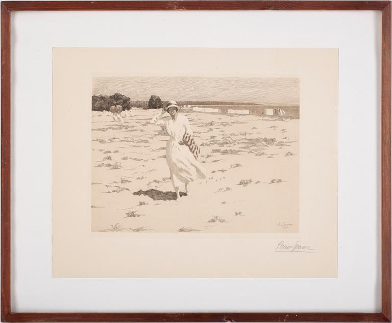 LOUIS SPARRE, etsning. Sign. Dat 1918 i plåten.