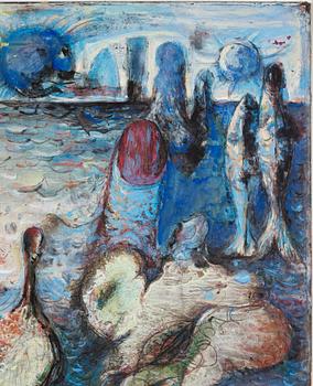 CO Hultén, gouache on paper laid on paper panel, signed and executed 1946.