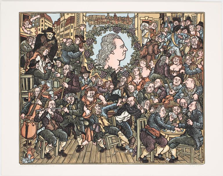 SVENOLOV EHRÉN, färglitografier 4 st. Signerade och olika daterade och numrerade.