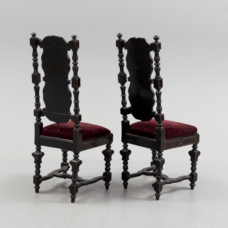 OSCAR II:S STOLAR, ett par, renässansstil, 1800-talets andra hälft.