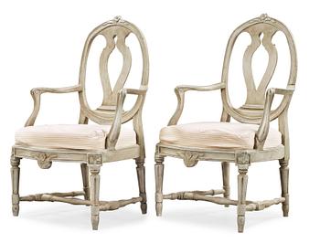 A pair of Gustavian armchairs by M. Lundberg, master 1775.