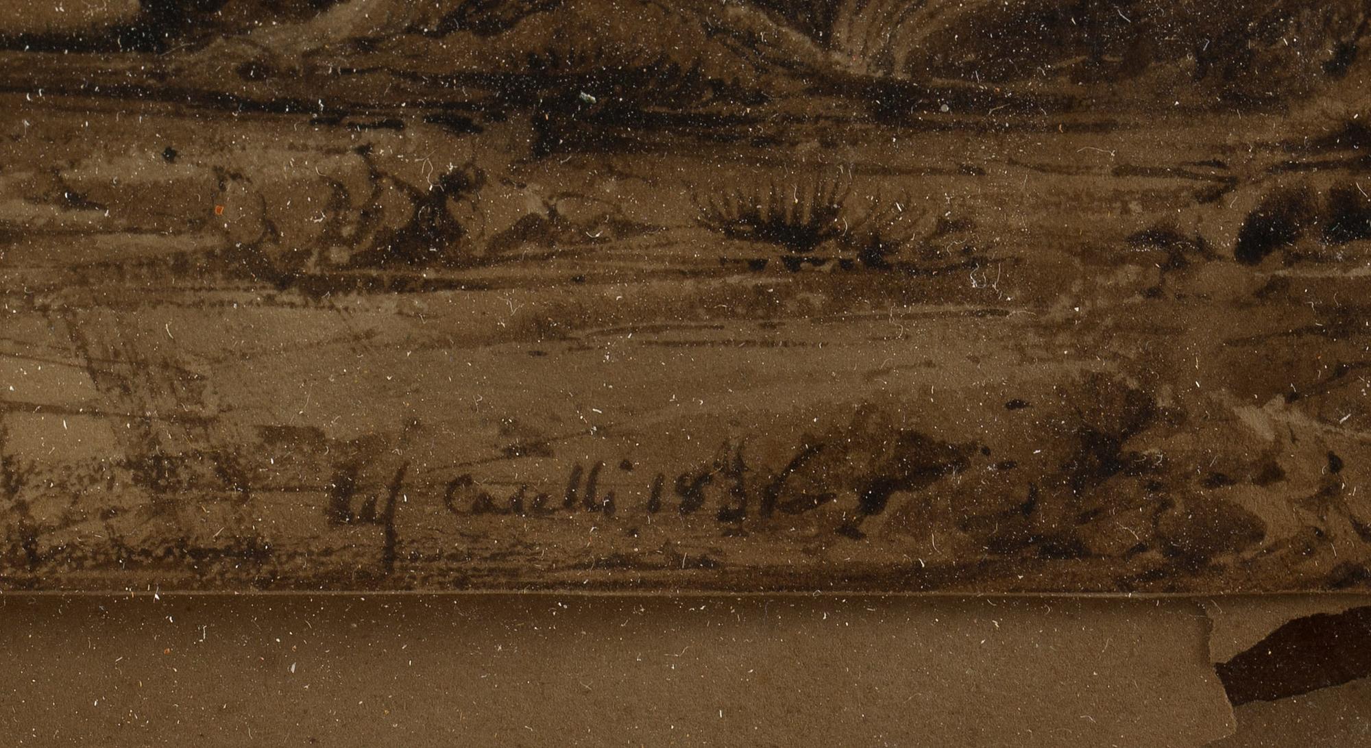 OKÄND KONSTNÄR, bär signaturen Carelli, tushlavering, daterad 1831.