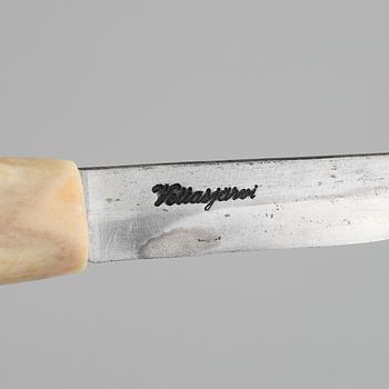 Valter Ranestål, a Sami reindeer horn knife, signed, and a Sami reindeer horn knife, not signed.