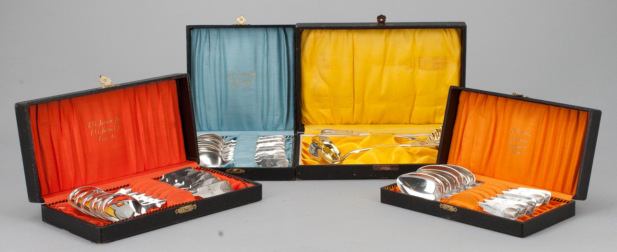 BESTICK, 24 delar, silver, Musslan-serien, olika stämplar, Finland 1920-1944.