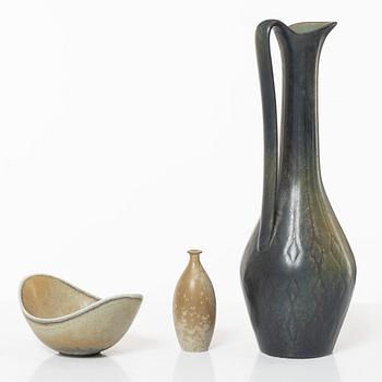 Gunnar Nylund, kanna, vas och skål, stengods, Rörstrand.