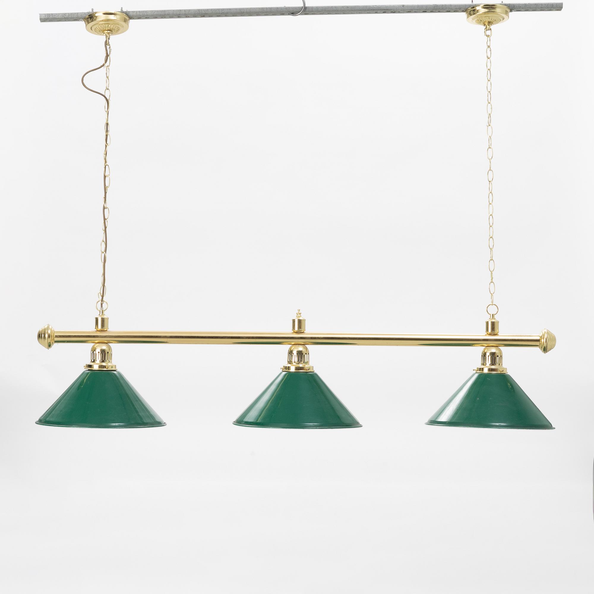 A set of lamps for a pooltable, 20th Century.