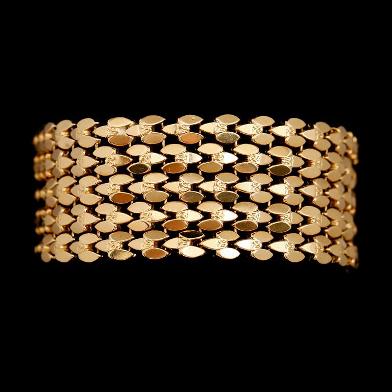 ARMBAND, 18 k guld, fantasilänk, vikt ca 55 g.