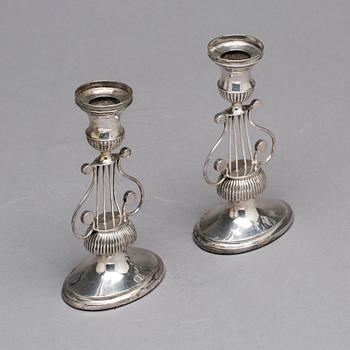 A pair of Swedish 19th century silver candlesticks, mark of Jakob Ulrik Flohr, Norrkoping 1829.