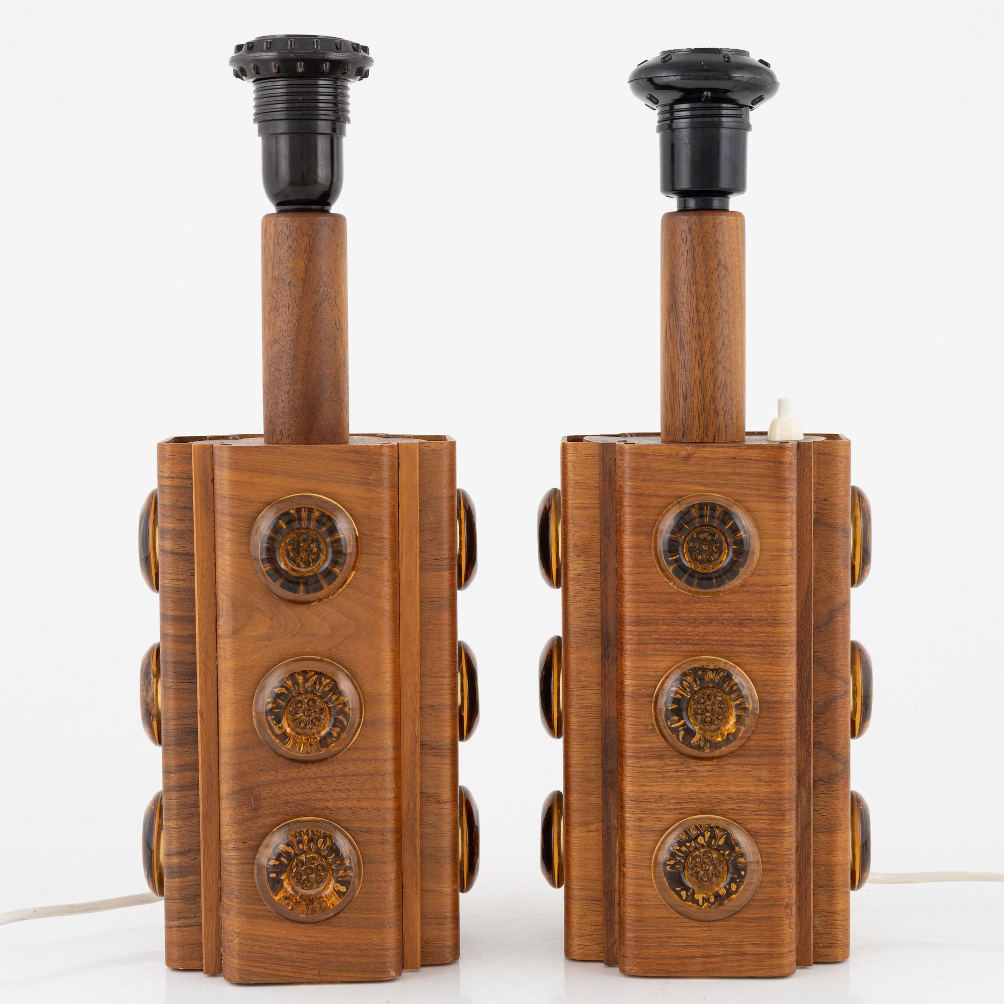 Bordslampor, ett par, 1960-70-tal.