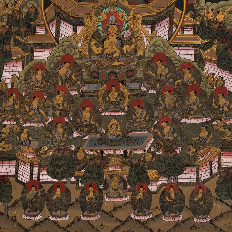 A Tibetan thangka, 20th century.