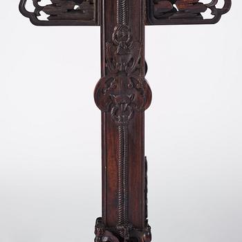 A massive zitan recessed-leg long table 'Jiaotousun Qiotouan', Qing dynasty, 19th century.