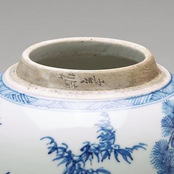 A blue and white jar, Qing dynasty, circa 1700.