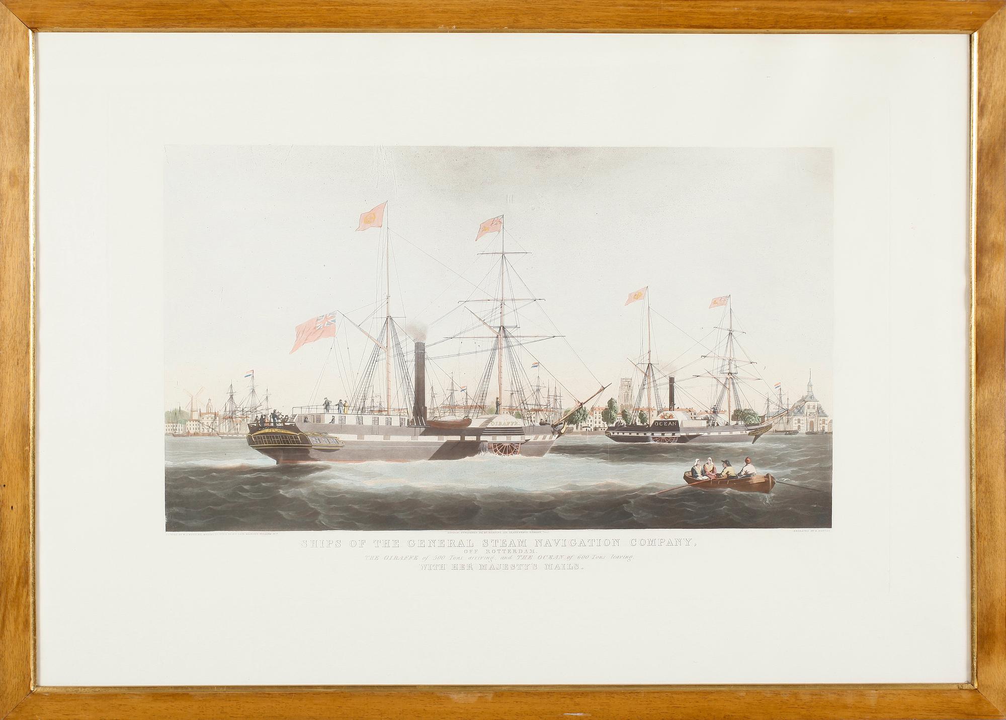 LITOGRAFISKA TRYCK, 2 st, efter WJ Huggins, 1800-/1900-tal.