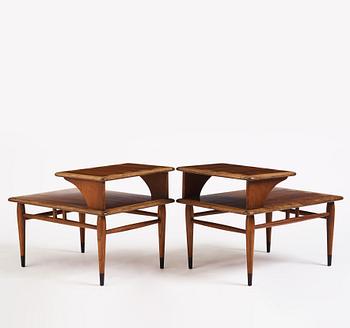 Andre Bus, a pair of 'Acclaim' walnut side tables, Lane of Altavista, Virginia, 1950's/1960's.