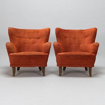 Ilmari Lappalainen, a pair of 1950's 'Laila' armchairs for Asko, Finland.