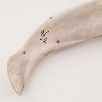 A reindeer horn knife by Olle Olsson, signed.