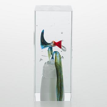 Oiva Toikka, a glass Jubilee Cube, signed and numbered Oiva Toikka Nuutajärvi Notsjö, 45/500 NIB.