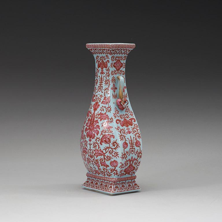 A 'clair du lune glazed' enamelled vase, Republic (1912-49) with Qianlong sealmark.