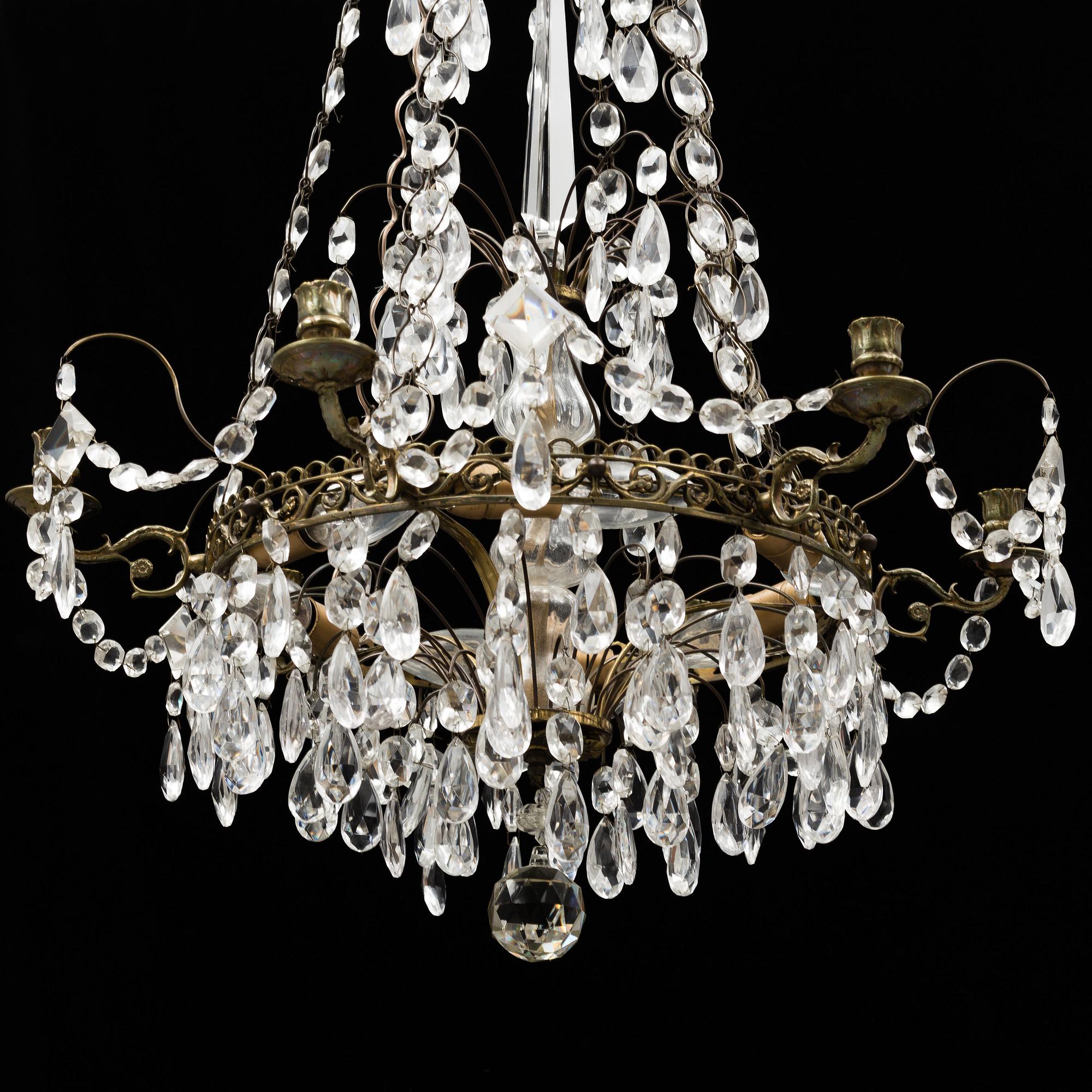 An empire style chandelier, mid 20th century.