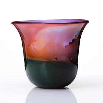 Bertil Vallien, a unique blasted glass bowl, Kosta Boda, Sweden.