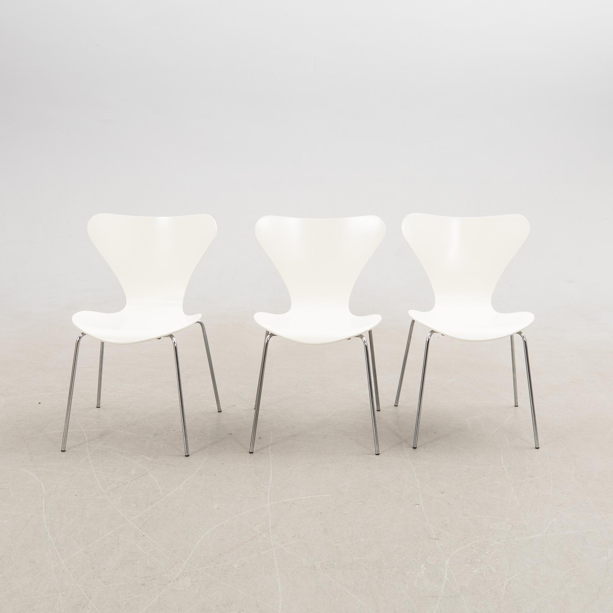 Arne Jacobsen, Chairs 6 pcs, "The Seven" for Fritz Hansen Denmark 1979.