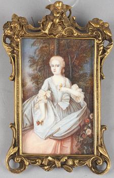MINIATYRMÅLNING, sign B. Haller. 1800-tal.