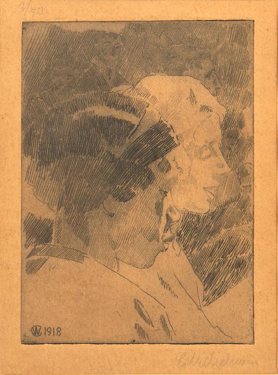 Carl Wilhelmson, etsning signerad, daterad i trycket 1918.