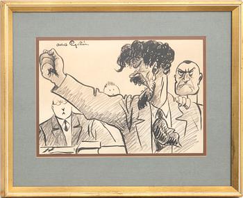 Albert Engström, teckning signerad.