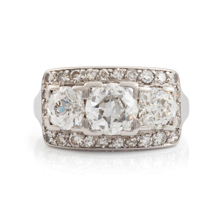 A WA Bolin platinum ring set with old- and eight-cut diamonds.