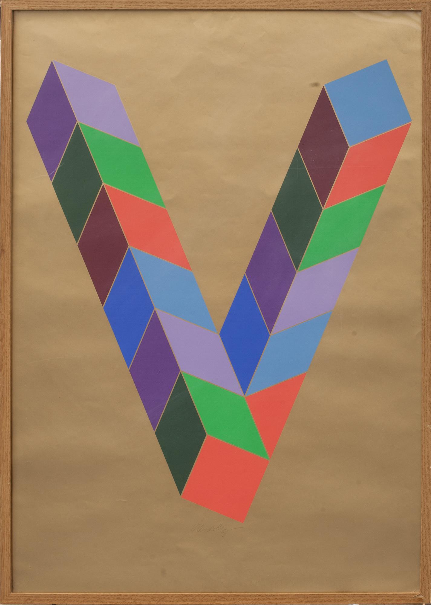 VICTOR VASARELY,  utställningsaffischer,2 st,signerade,"Vasarely 22/3-26/5 1980 Malmö Konsthall".