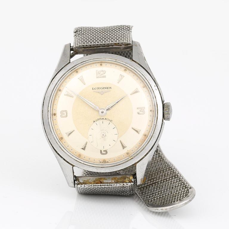 ARMBANDSUR, rostfri stål, Longines 'Automatic', omkring 1900-talets mitt.