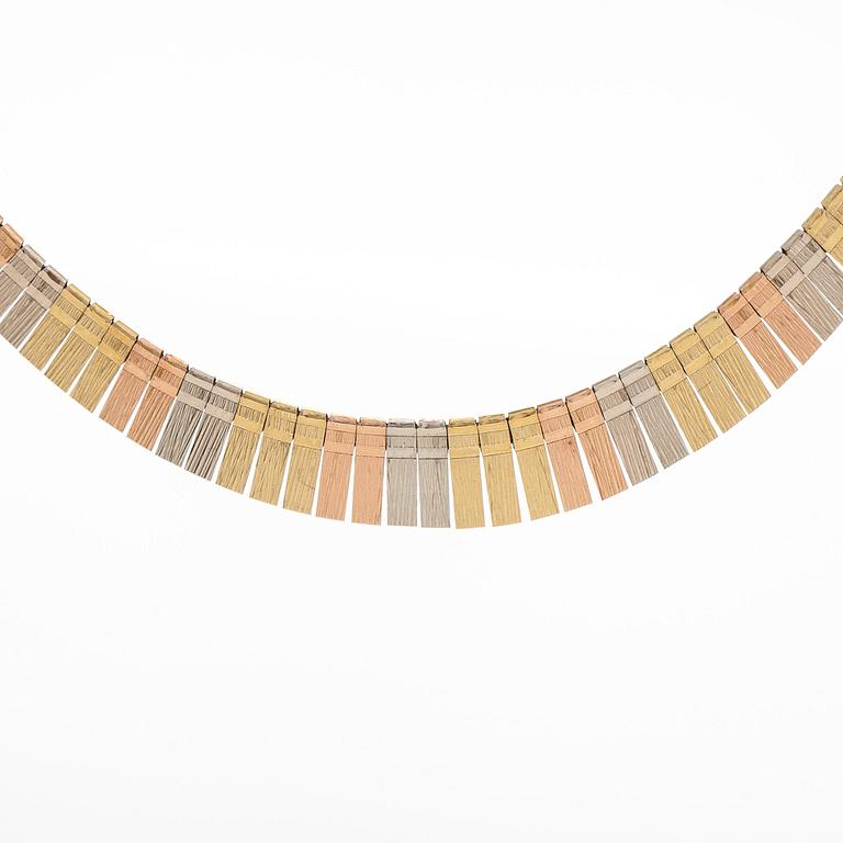 A 14K three-colour gold necklace.