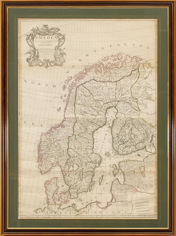 A probably 18th century map of Sweden by John Senex.