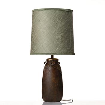 Emy Wahlström, an Art Nouveau patinated bronze table lamp, Hugo Elmqvist, Stockholm, early 1900's.