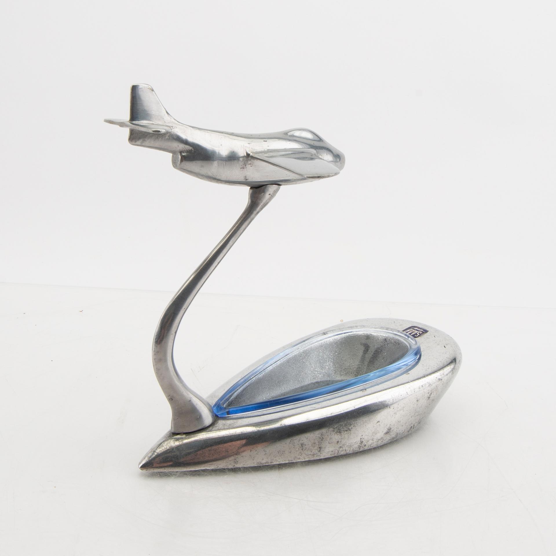 Ashtray Saab J29 "Tunnan" aluminum and glass.