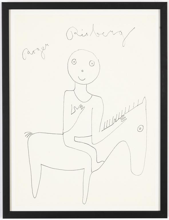 Roger Risberg, indian ink drawing, signed. Executed in 2008.