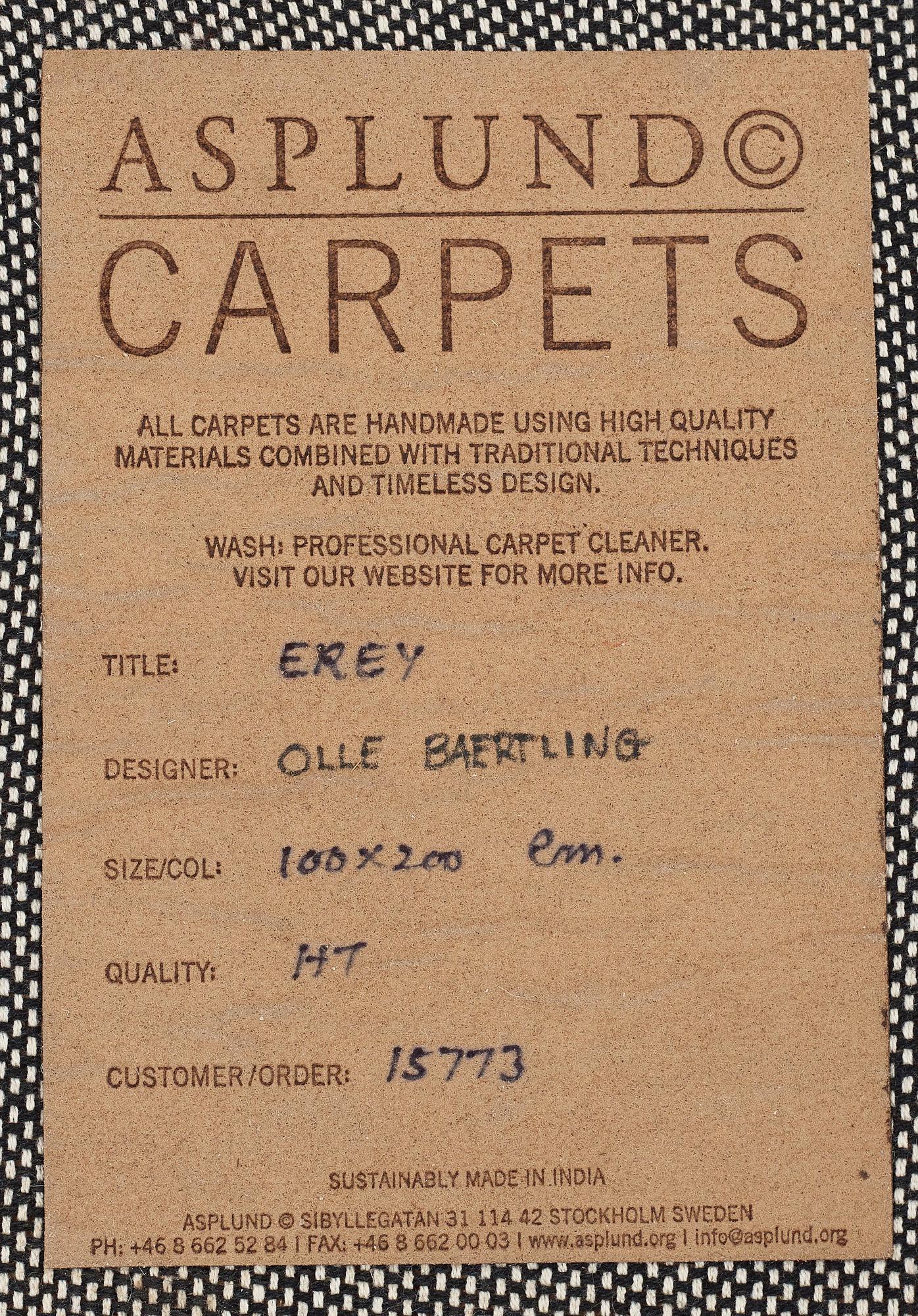 Olle Baertling, MATTO, "Erey", hand tufted, Baertling/Asplund, ca 198,5 x 100,5 cm.