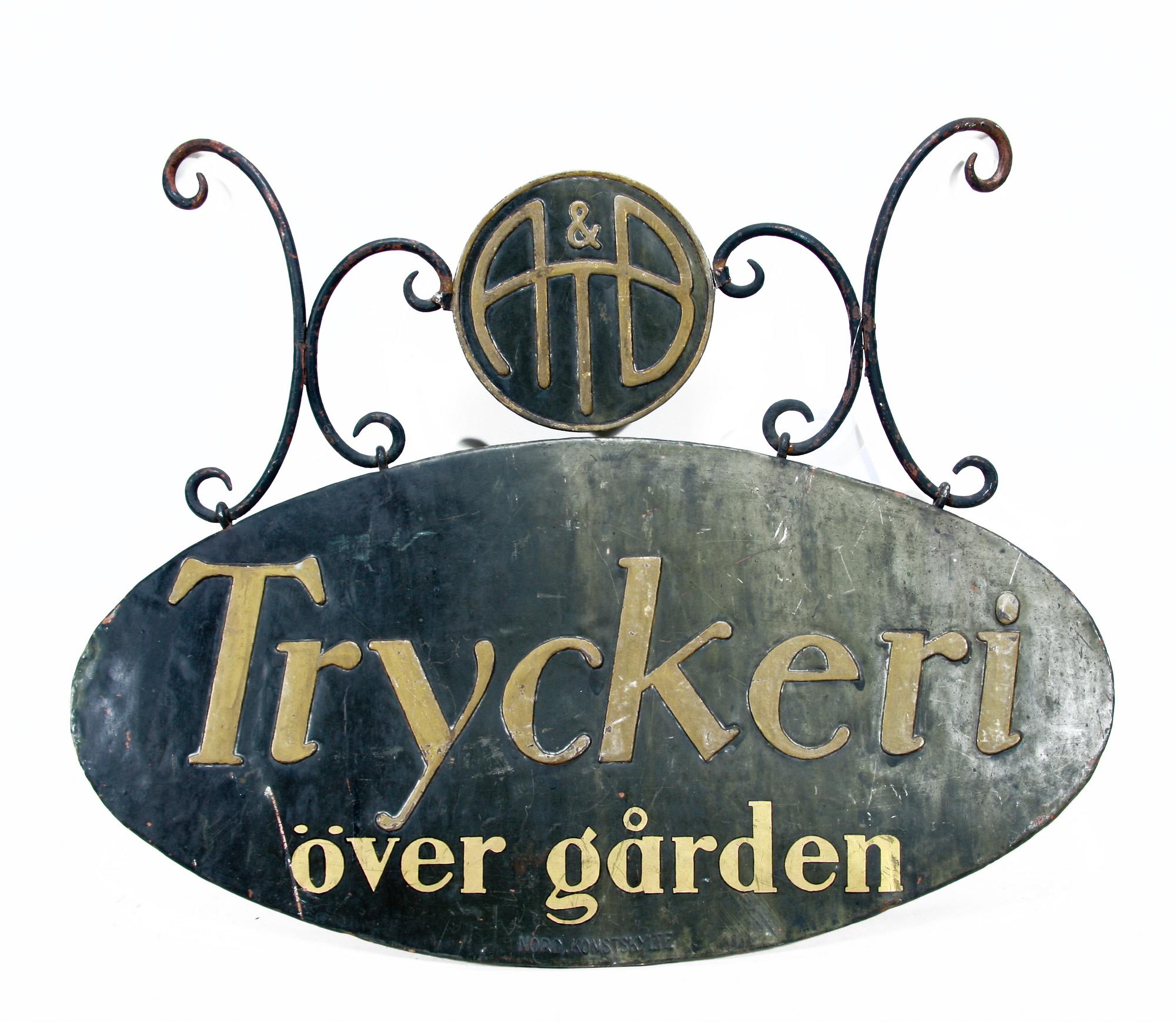 SKYLT, koppar, Sverige troligen 1910-tal.