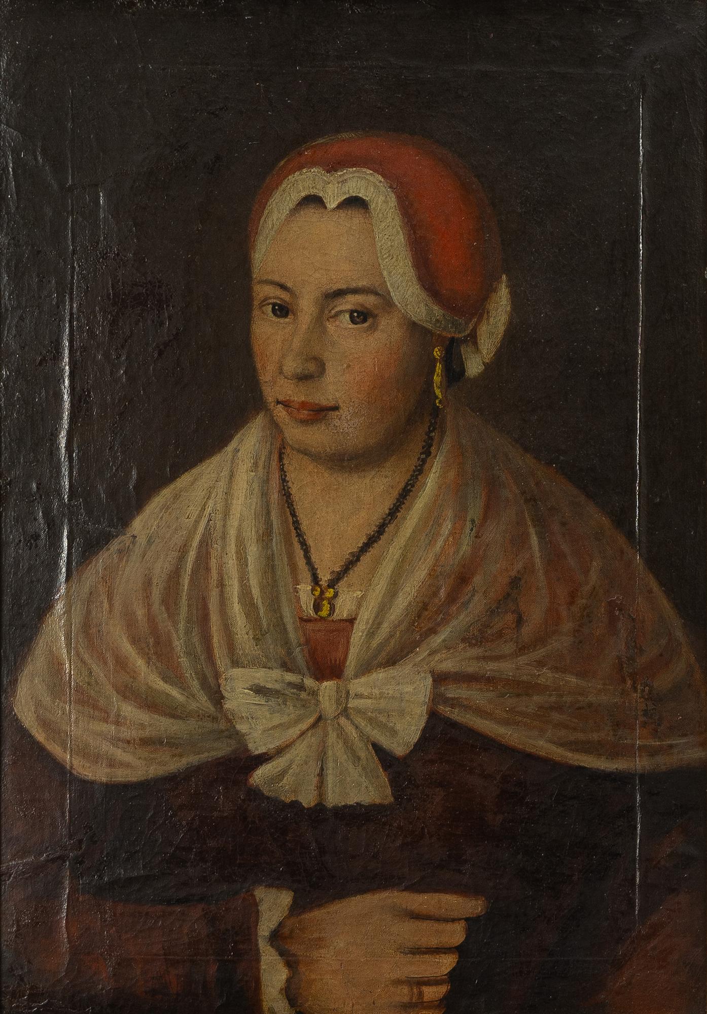Unknown artist, circa 1800. Lady in red.