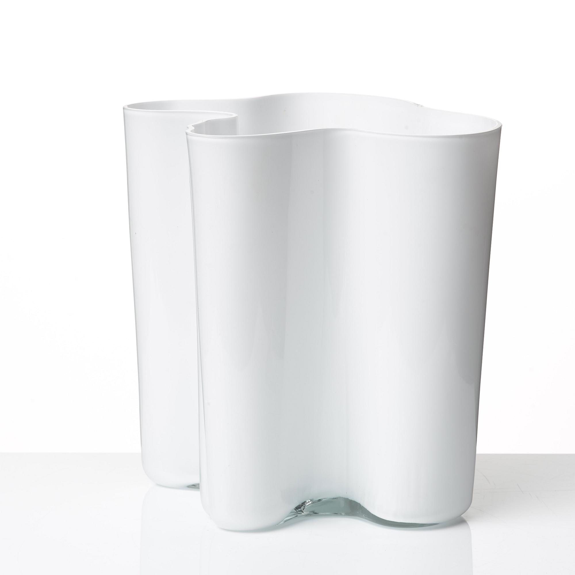 Alvar Aalto, a white mould blown glass vase, Iittala, Finland, model 3031.