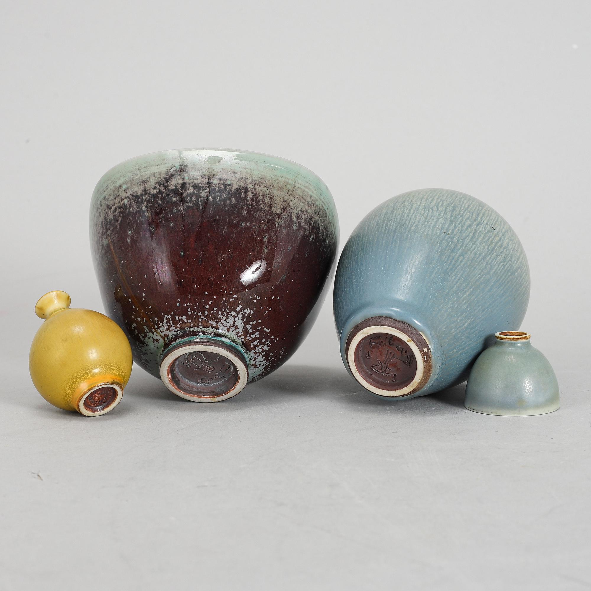 BERNDT FRIBERG, four stoneware pieces from Gustavsberg Studio.